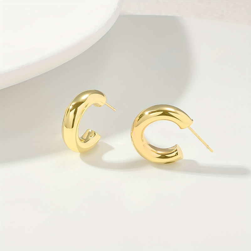 C-shaped hollow large earring studs are not easy to allergy（40% off on 2 pieces）