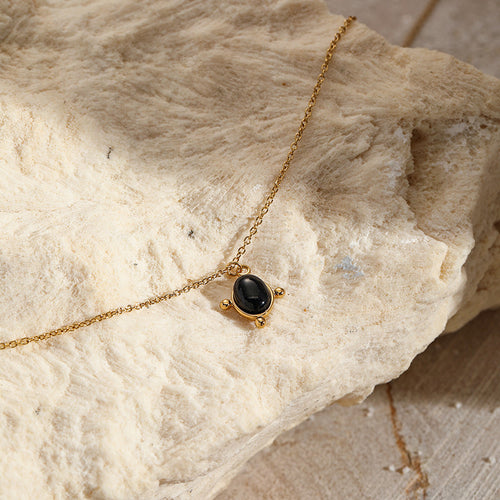 Women's Black Gemstone Pendant Necklace（40% discount from 2 pieces）