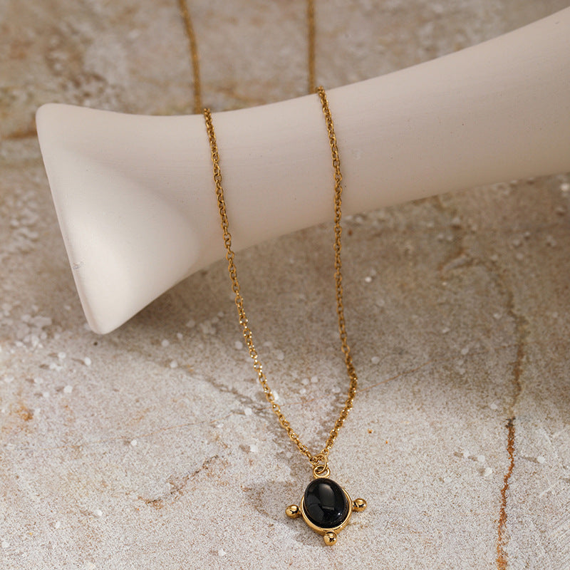 Women's Black Gemstone Pendant Necklace（40% discount from 2 pieces）