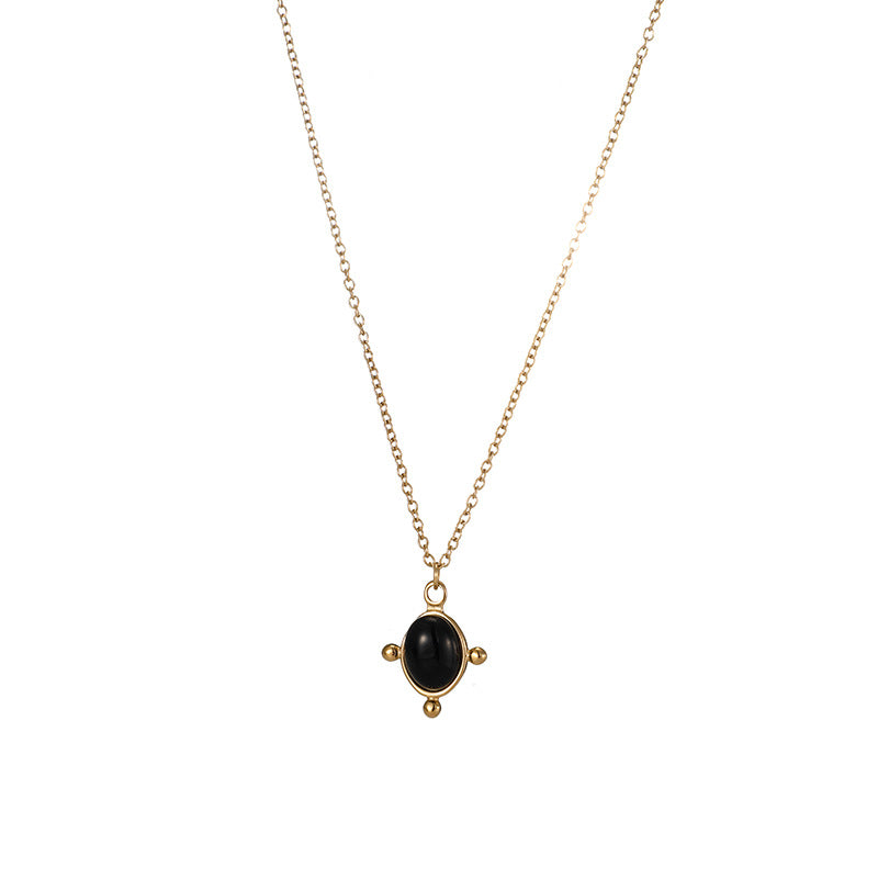 Women's Black Gemstone Pendant Necklace（40% discount from 2 pieces）