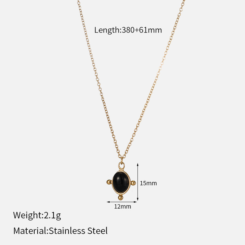 Women's Black Gemstone Pendant Necklace（40% discount from 2 pieces）