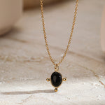 Women's Black Gemstone Pendant Necklace（40% discount from 2 pieces）