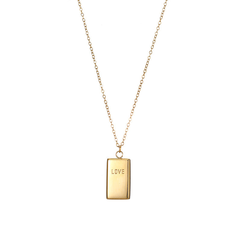 Letter LOVE Square Nugget Pendant Necklace（40% discount from 2 pieces）