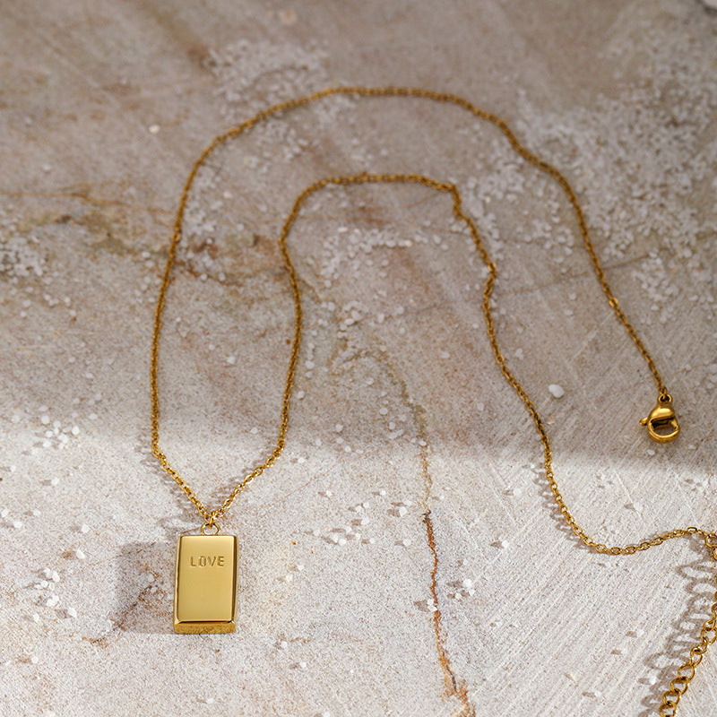 Letter LOVE Square Nugget Pendant Necklace（40% discount from 2 pieces）