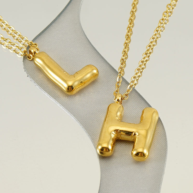 Stainless Steel Vapor Bubble Hip Hop Letter Pendant Necklace（Two for 40% off）